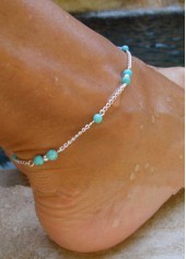 Mint Green Turquoise Beaded Alloy Anklet
