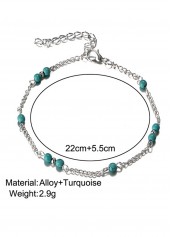 Mint Green Turquoise Beaded Alloy Anklet | thumb picture 