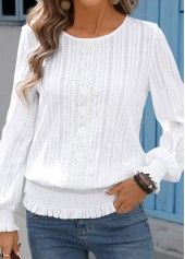 White Tummy Coverage Long Sleeve Round Neck T Shirt | thumb picture 