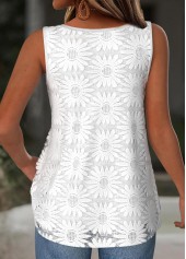 White Double Lined Sleeveless Split Neck Tank Top | thumb picture 