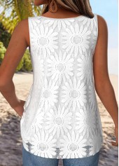 White Double Lined Sleeveless Split Neck Tank Top | thumb picture 