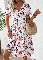 Pink Tummy Coverage Floral Print Short Sleeve Dress | thumb picture 