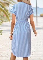 Blue Tummy Coverage Striped Belted Short Sleeve Dress | thumb picture 