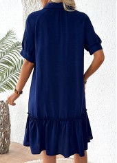 Navy Patchwork Half Sleeve Shirt Collar Dress | thumb picture 
