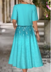 Mint Green Tummy Coverage Leaf Print Dress and Cardigan | thumb picture 