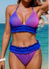 Pull On Mid Waisted Dark Blue Bikini Set
