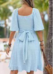 Light Blue Tummy Coverage Half Sleeve V Neck Dress | thumb picture 
