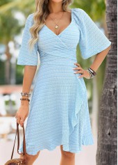 Light Blue Tummy Coverage Half Sleeve V Neck Dress | thumb picture 