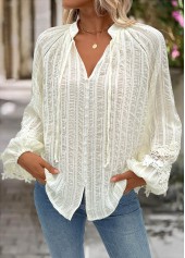 Beige Tummy Coverage Long Sleeve Split Neck Shirt | thumb picture 