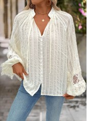 Beige Tummy Coverage Long Sleeve Split Neck Shirt | thumb picture 