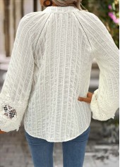Beige Tummy Coverage Long Sleeve Split Neck Shirt | thumb picture 
