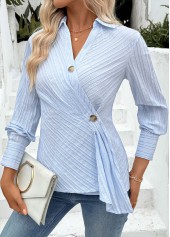 Light Blue Tummy Coverage Striped Long Sleeve Shirt | thumb picture 