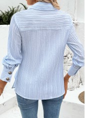 Light Blue Tummy Coverage Striped Long Sleeve Shirt | thumb picture 