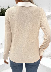 Light Camel Tummy Coverage Long Sleeve V Neck Blouse | thumb picture 