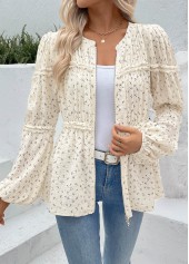 Beige Peplum Ditsy Floral Print Long Sleeve Blouse | thumb picture 