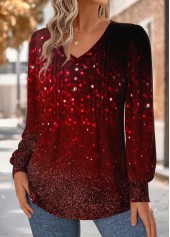 Red Tummy Coverage Ombre Long Sleeve T Shirt | thumb picture 