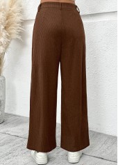 Dark Coffee Wide Leg Button Fly High Waisted Pants | thumb picture 