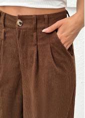 Dark Coffee Wide Leg Button Fly High Waisted Pants | thumb picture 