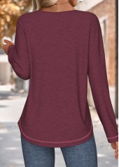 Wine Red Tummy Coverage Long Sleeve T Shirt | thumb picture 
