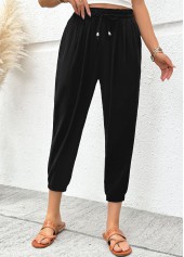 Black Jogger Elastic Waist High Waisted Pants | thumb picture 