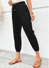 Black Jogger Elastic Waist High Waisted Pants | thumb picture 