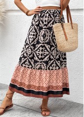 Light Coffee Tribal Print A Line Elastic Waist Skirt | thumb picture 