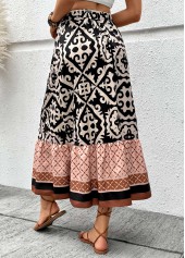 Light Coffee Tribal Print A Line Elastic Waist Skirt | thumb picture 