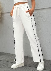 White Leopard Wide Leg Elastic Waist High Waisted Pants | thumb picture 