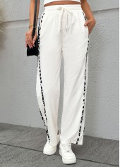 White Leopard Wide Leg Elastic Waist High Waisted Pants | thumb picture 