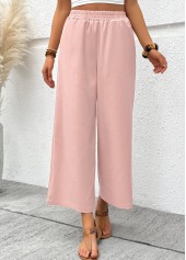 Pink Wide Leg Elastic Waist High Waisted Pants | thumb picture 