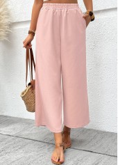 Pink Wide Leg Elastic Waist High Waisted Pants | thumb picture 