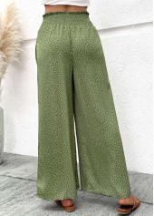Sage Green Flowy Wide Leg Elastic Waist Pants | thumb picture 