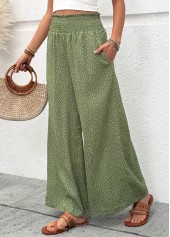 Sage Green Flowy Wide Leg Elastic Waist Pants | thumb picture 