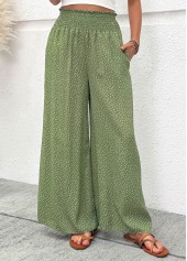 Sage Green Flowy Wide Leg Elastic Waist Pants