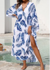 Pull On Leaf Print Blue Cover Up | thumb picture 