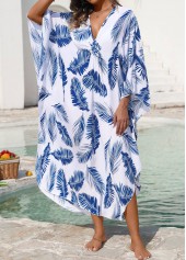 Pull On Leaf Print Blue Cover Up | thumb picture 