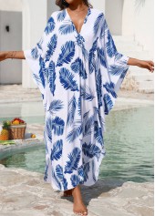 Pull On Leaf Print Blue Cover Up | thumb picture 