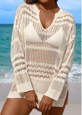 Tummy Coverage Long Sleeve Beige Cover Up | thumb picture 