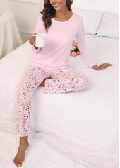 Light Pink Star Print Lounge Top and Pants