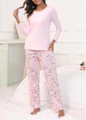 Light Pink Star Print Lounge Top and Pants | thumb picture 