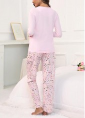 Light Pink Star Print Lounge Top and Pants | thumb picture 