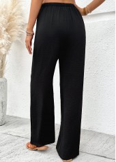 Black Soft Wide Leg Elastic Waist High Waisted Pants | thumb picture 
