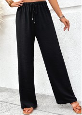Black Soft Wide Leg Elastic Waist High Waisted Pants | thumb picture 