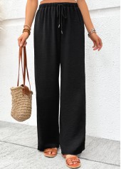 Black Soft Wide Leg Elastic Waist High Waisted Pants