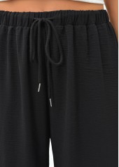 Black Soft Wide Leg Elastic Waist High Waisted Pants | thumb picture 