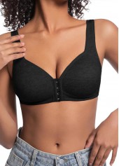 Black Color V Neck Detail Bra
