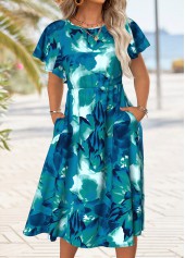 Multi Color Tummy Coverage Floral Print Short Sleeve Dress | thumb picture 