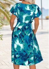 Multi Color Tummy Coverage Floral Print Short Sleeve Dress | thumb picture 