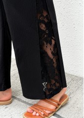 Black Soft Wide Leg Zipper Fly High Waisted Pants | thumb picture 