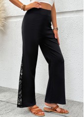 Black Soft Wide Leg Zipper Fly High Waisted Pants | thumb picture 